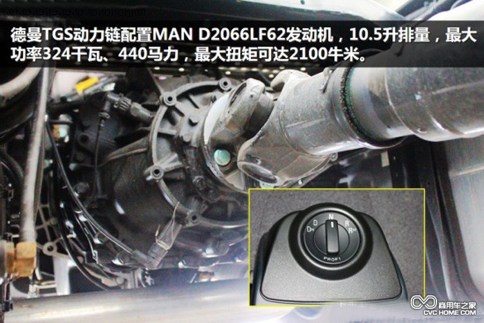 德曼TGS動力鏈配置了MAN D2066LF62發動機